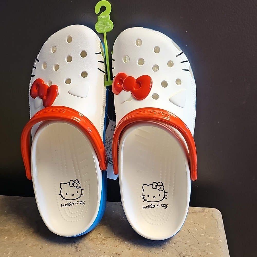 Hello Kitty Women's 12 Mens 10 Size Classic Crocs - Red and White